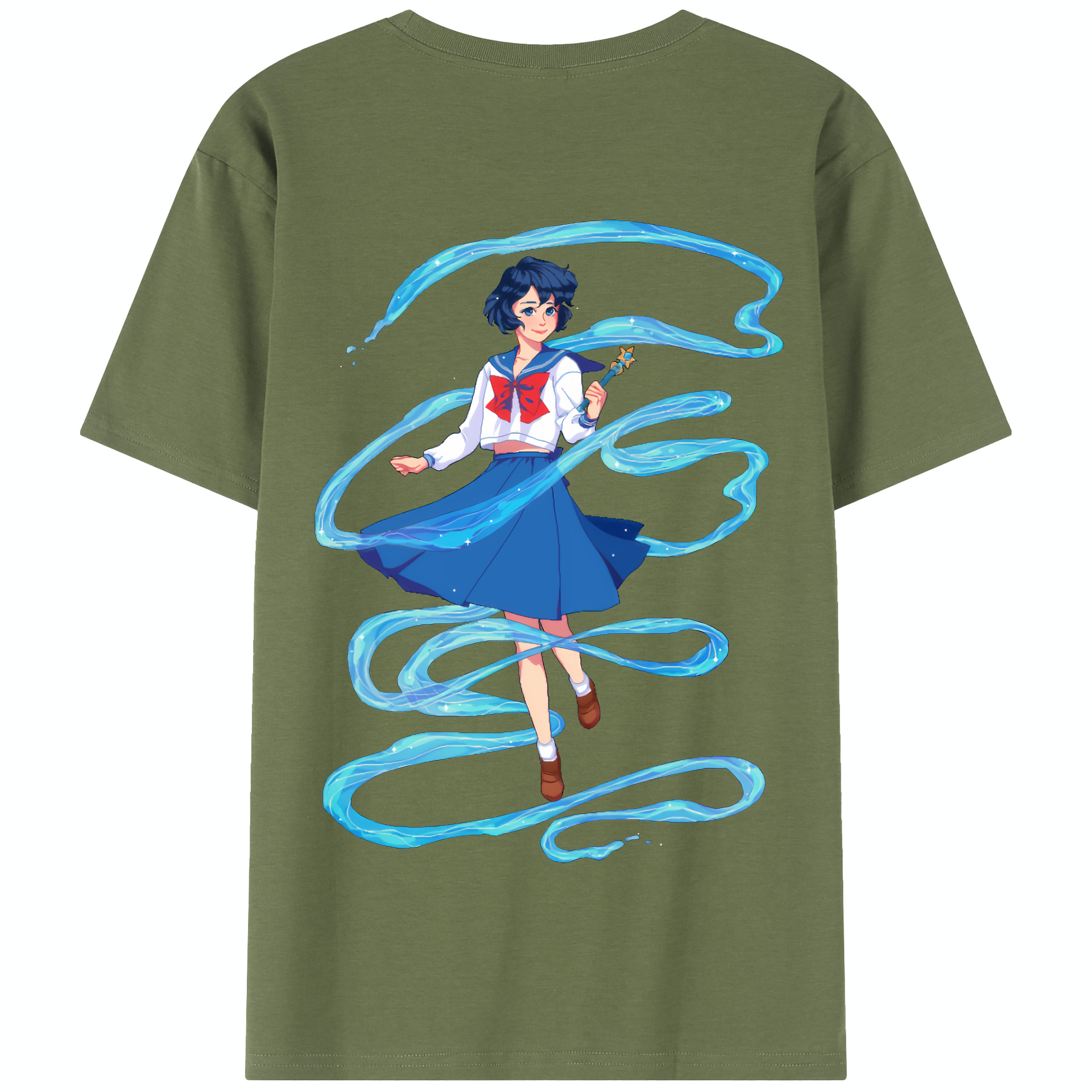 （画像用） 美少女戦士セーラームーン 水野 亜美 みずの あみ Sailor Moon Mizuno Ami 綿100％半袖Tシャツ（背面プリント）